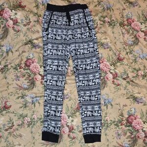 Pink Republic Black Jogger Pants with Elephants Subtle Lining